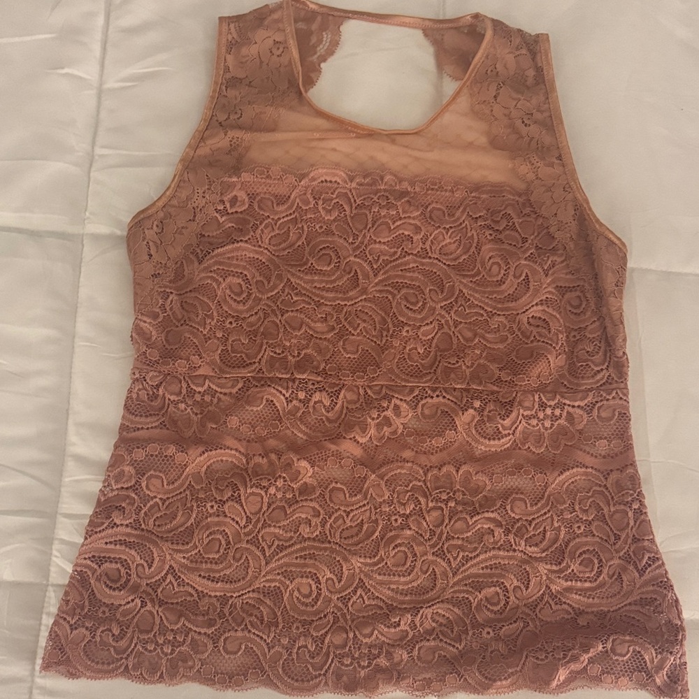 Lace Sleeveless Top in light Mauve